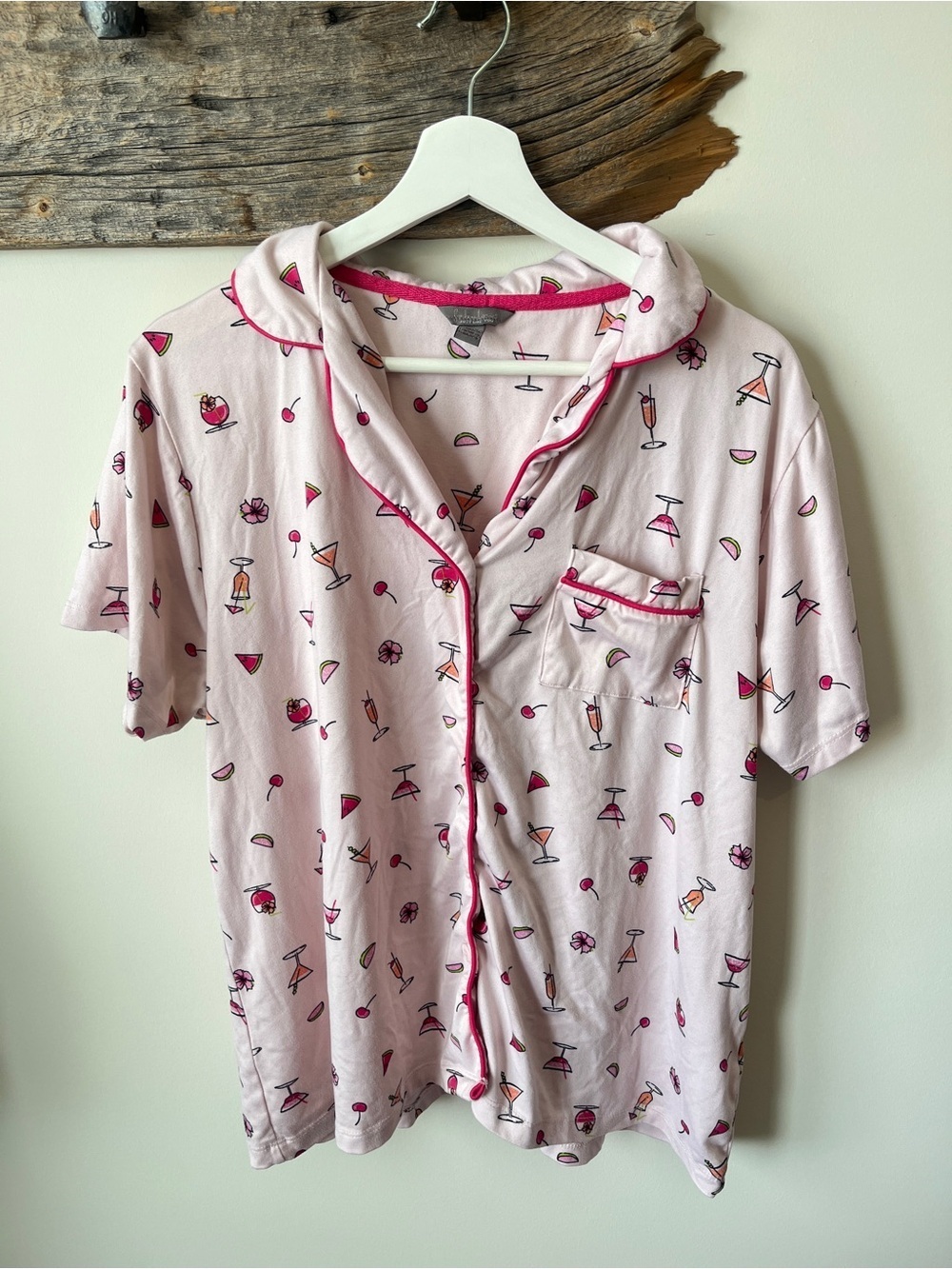 Light Pink Cocktail Print Pyjama Set - Picture 2 of 9